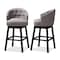 Baxton Studio Theron Gray Upholstered Wood Swivel Bar Stool, PK2 152-9115 - alternate 2